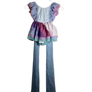 Pleiades Girl Dress Size 12M Blue Ruffle Tank Pink Ombre Rainbow Summer Chiffon